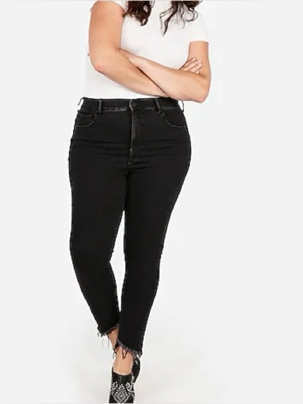 Express Denim Perfect Jeans Charcoal Black High Rise Ankle Skinny 6 Women’s